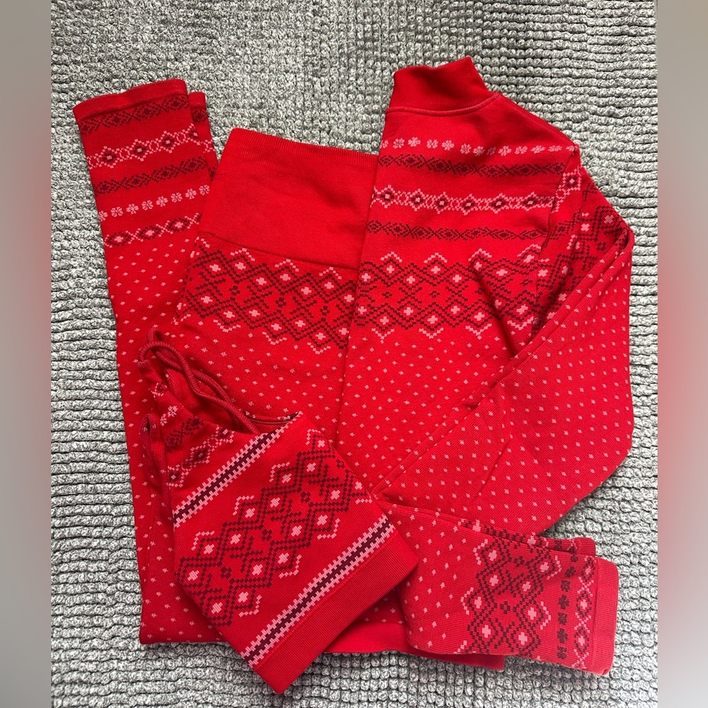 Fabletics Festive Red and Pink 3 Piece Set